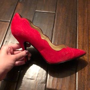 Red suede Chinese Laundry heels